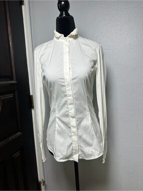 Brunello Cucinelli Ivory Ruffle Collar Button-Down Shirt